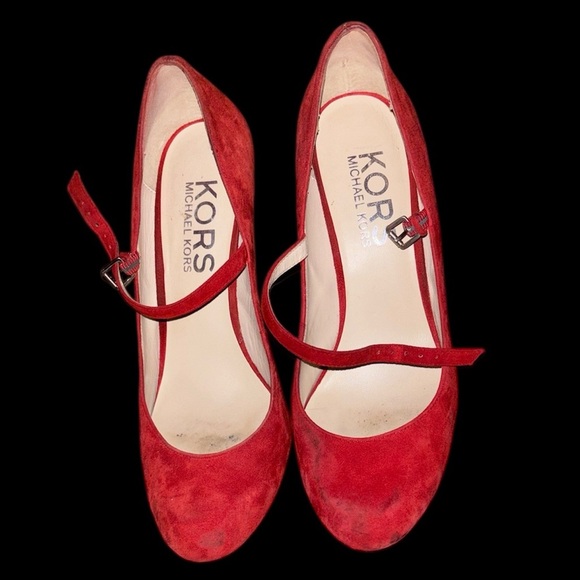 Michael Kors Red Suede Heels - Picture 1 of 17